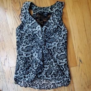 Short sleeve lace print blouse